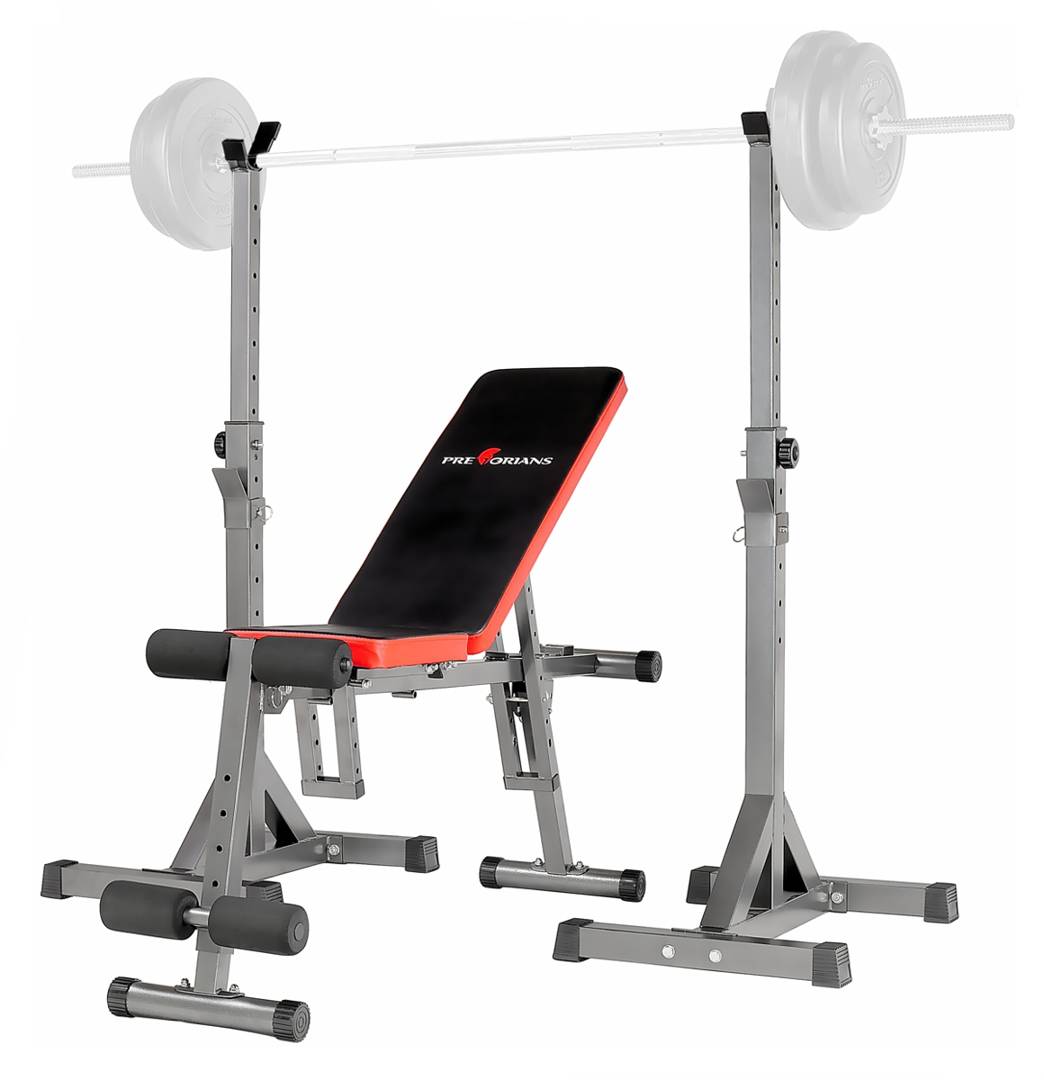 Zestaw do ćwiczeń 122kg z ławką TB102, gryf 180cm, żeliwo, hantle